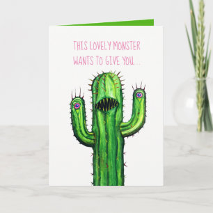Greeting card Funny and creepy with cactus design