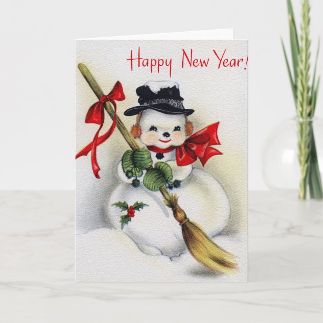 Greeting Card Funny Snowman Happy New Year ! (Front)