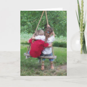 GREETING CARD: Girls on a Tree Swing Card