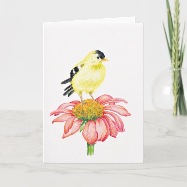 Greeting Card Goldfinch & Coneflower (Front)