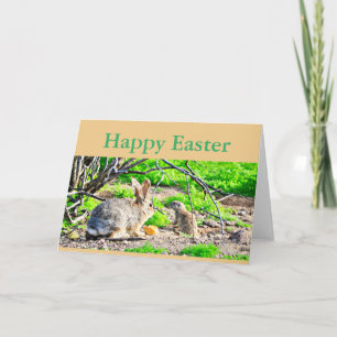 Greeting Card "Happy Easter" Bunny/Ground Squirrel