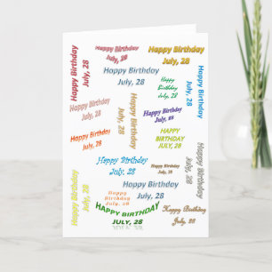 Greeting Card July 28, Birthday