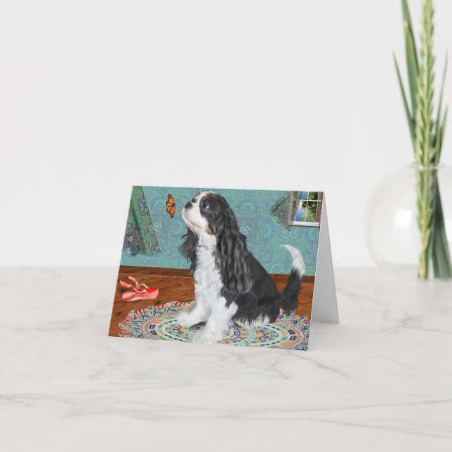 Greeting card, King Charles Cavalier Spaniel, Tri Card (Front)