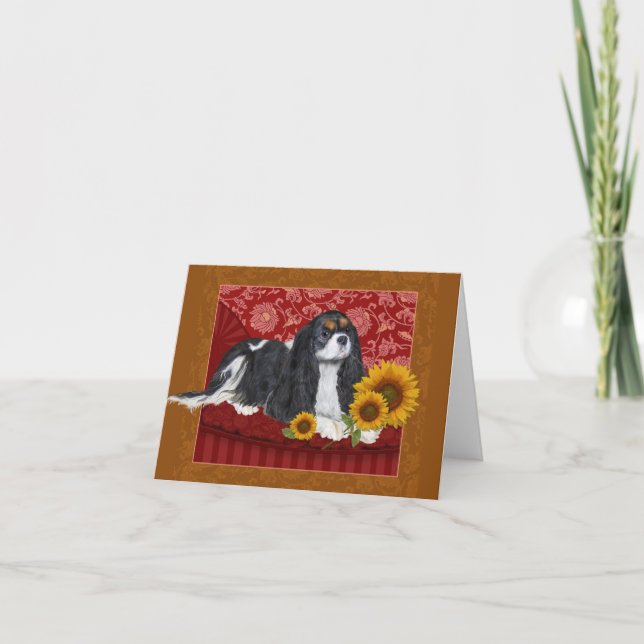 Greeting Card, King Charles Cavalier Spaniel, Tri  Card (Front)