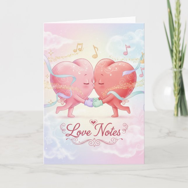 Greeting Card - Kissing Hearts "Love Notes" (Front)