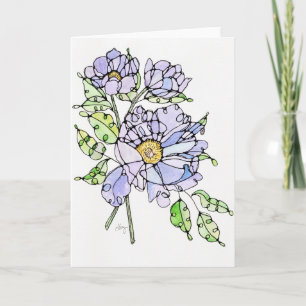 Greeting Card - Lavender Peony Watercolor & Ink