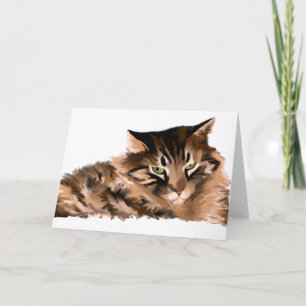 Greeting Card Maine Coon Cat
