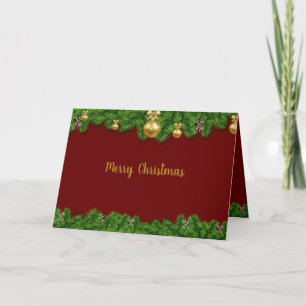 Greeting Card Merry Christmas Garland Red & Green