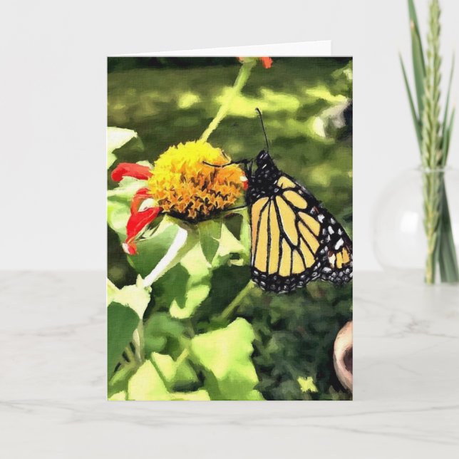 Greeting Card Monarch on Tithonia (Front)