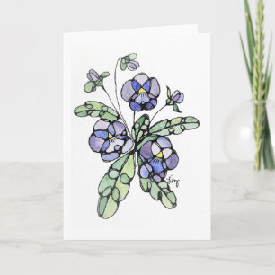 Greeting Card - NGA Watercolor - Purple Pansies
