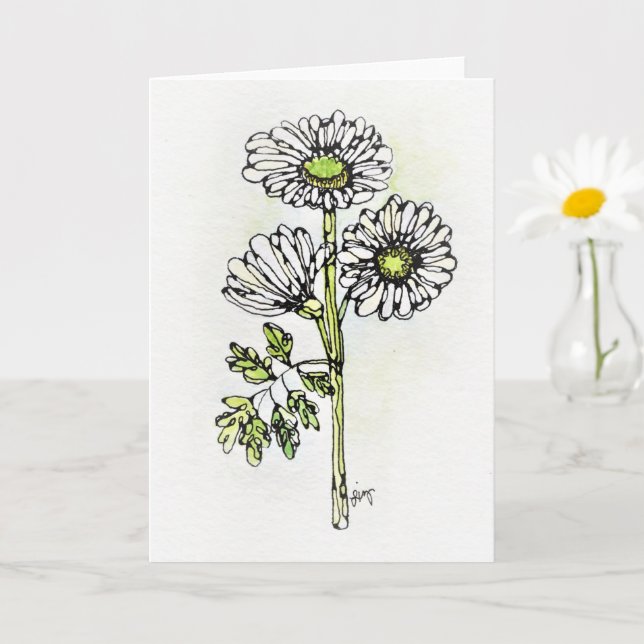 Greeting Card - NGA Watercolor - White Daisies (Small Plant)