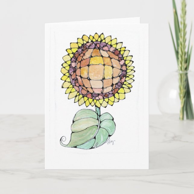 Greeting Card - NGA Watercolor - Yellow Sunflower (Front)
