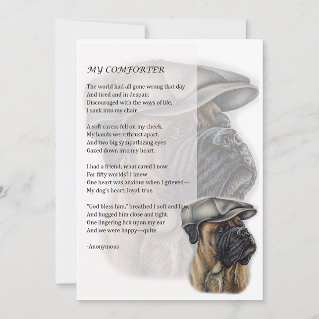 Greeting Card of Boxer Dog in Hat Comforter (Front)