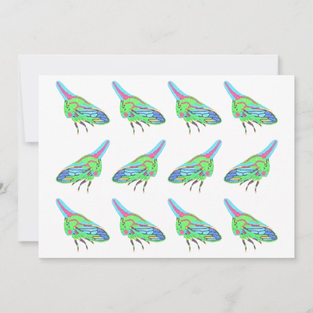 Greeting Card (pattern white) - Oak Treehopper (Front)