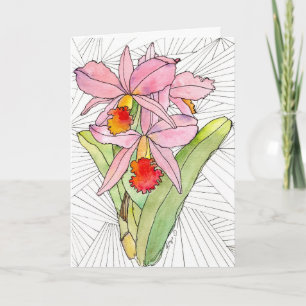 Greeting Card - Pink Orchids