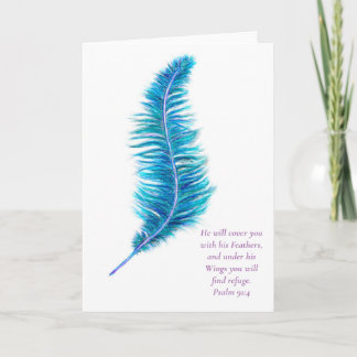 Greeting Card Psalm 94:1 Watercolor Feather 