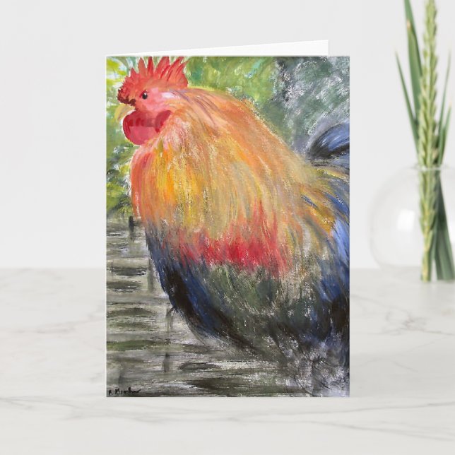 Greeting Card - Rooster/Chicken Art (Front)
