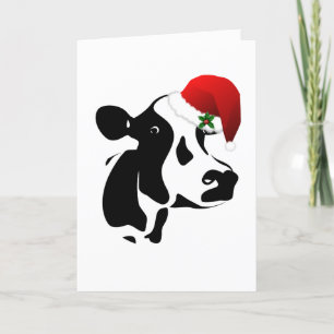 Greeting Card Santa Cow Christmas Card