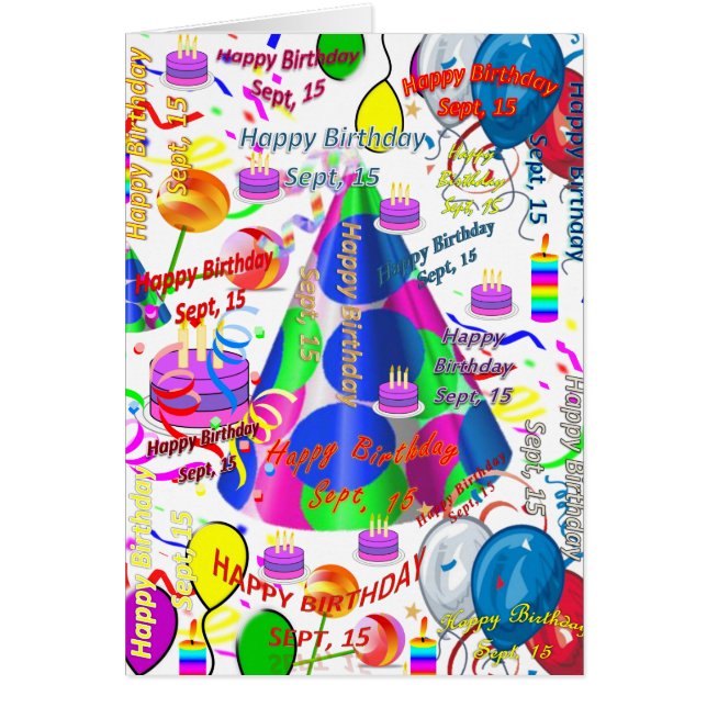 Greeting Card September, 15 Birthday (Front)