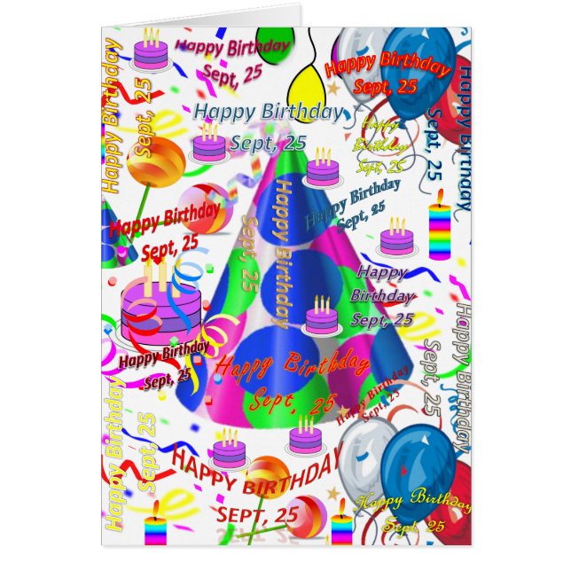 Greeting Card September, 25 Birthday (Front)