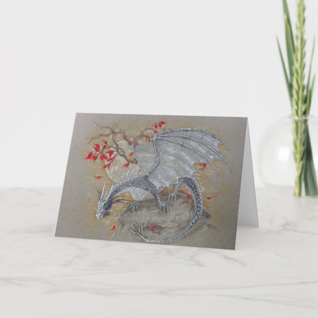 Greeting Card - Silver Dragon (Front)