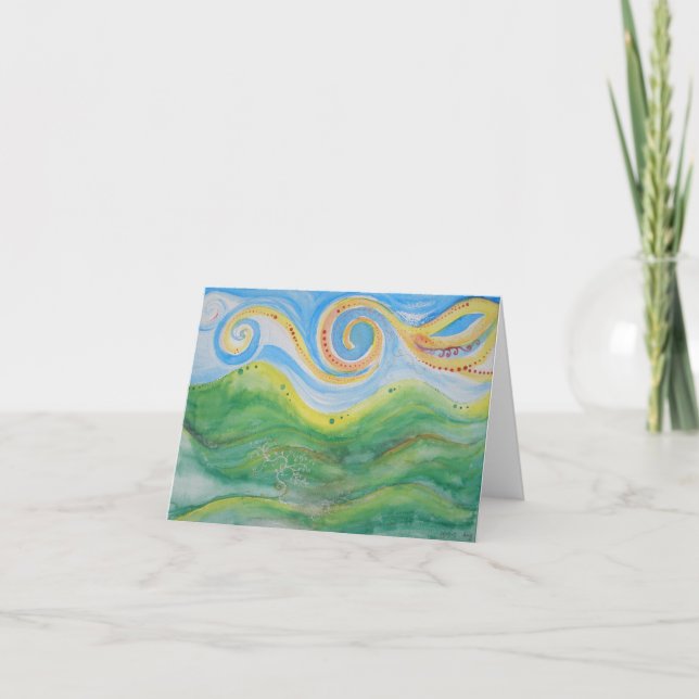 Greeting Card Swirly Sky Rolling Hills (Front)