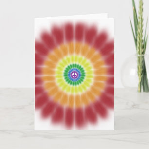 Greeting Card, Tie Dye Rainbow Peace Sign Explosio Card