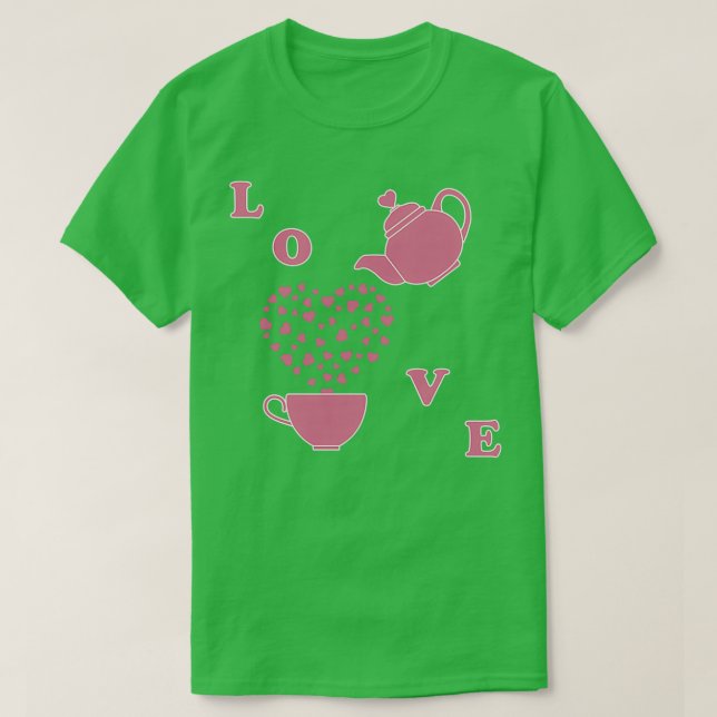 Greeting card Valentinex27s Day Teapot cup hearts  T-Shirt (Design Front)