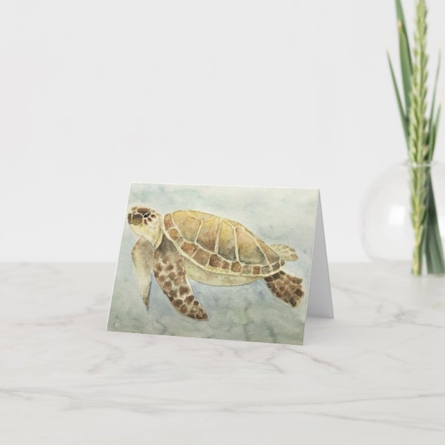 Greeting Card Watercolor Sea Turtle (Front)
