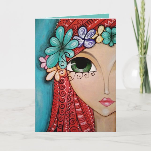 Greeting Card - Whimsical Girl Posing (Front)