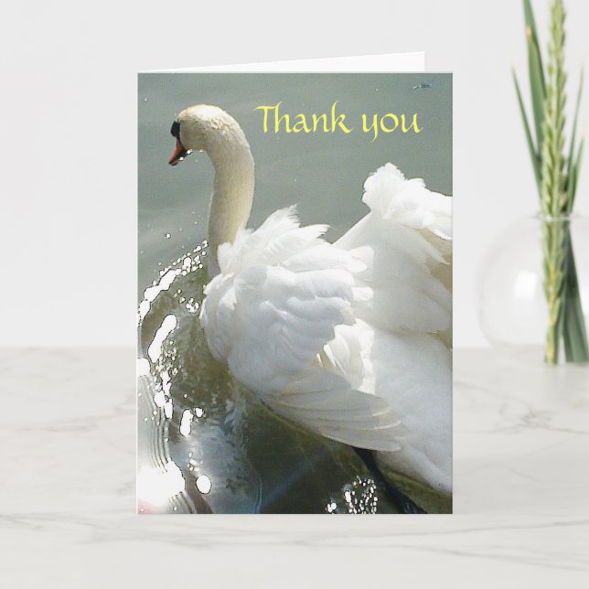 Greeting card white swan with light heart (Front)