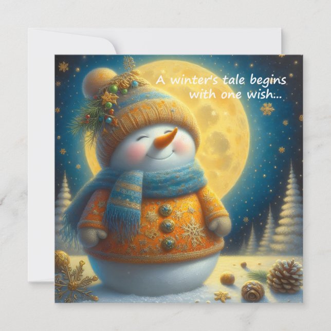 Greeting card with a cute snowman (Front)