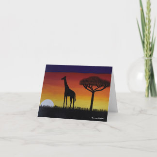 Greeting Card With A Sunset In Africa Painting