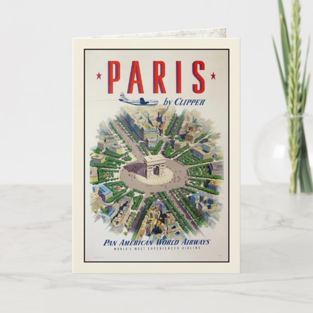 Greeting Card with Airline Paris Print (Front)