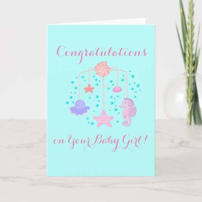 Greeting Card with Baby Crib Mobile Design (Front)