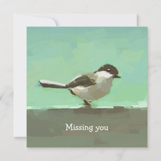 Greeting card with bird painting - Missing you (Front)