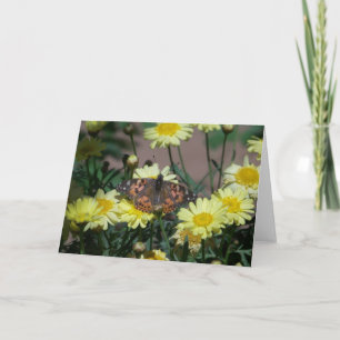 Greeting Card with butterfly and yellow flowers