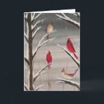 Greeting Card with Cardinals<br><div class="desc">This 5x7 greeting card features a family of cardinals in winter.  The original,  titled "Family Tree, " was painted by artist David Pepper in January 2022.</div>