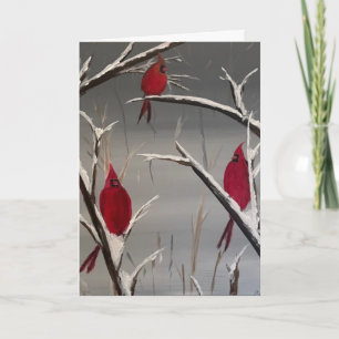 Greeting Card with Cardinals and Holiday Message