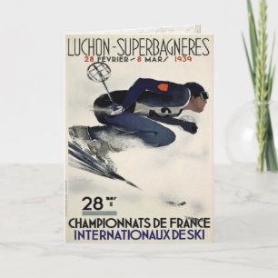 Greeting Card with Cool Ski Poster from France