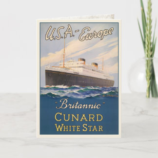 Greeting Card with Cruise Ship Advertising Poster