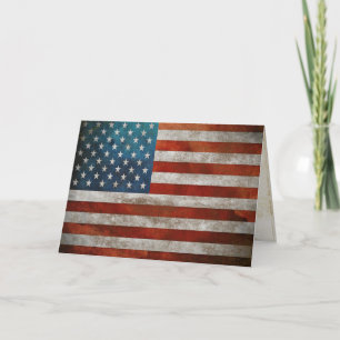Greeting Card with Dirty American Vintage Flag