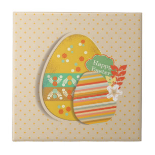 Greeting card with Easter egg symbol Tile