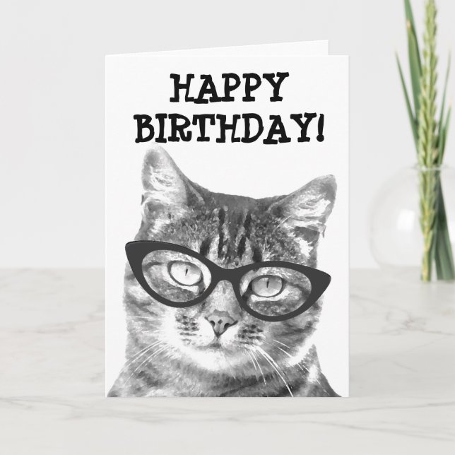 Greeting card with funny cat photograph (Front)