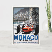 Greeting Card With Monaco Grand Prix Poster
