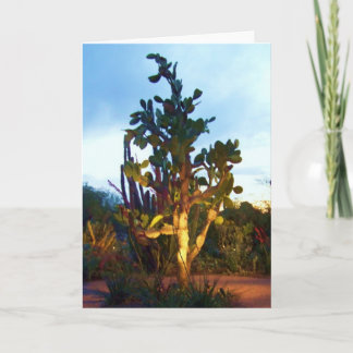 greeting card with prickly pear cactus tree
