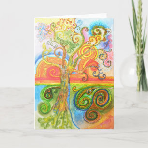 Greeting card with Psychedelic Tree Design