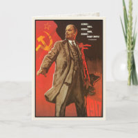 Greeting Card with Retro Lenin Poster Print