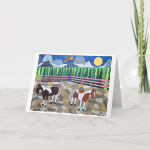 Greeting Card With Stained Glass Drawing  