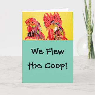 Greeting Card with Two Cute Hens